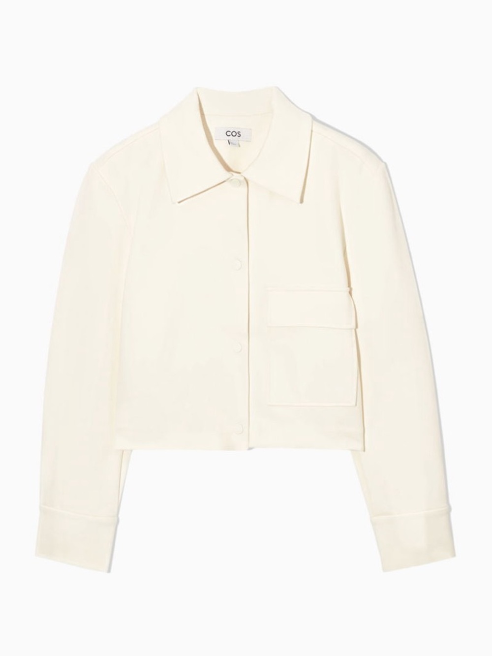 COS Off-White Cropped Button-Front Jacket with Flap Pocket